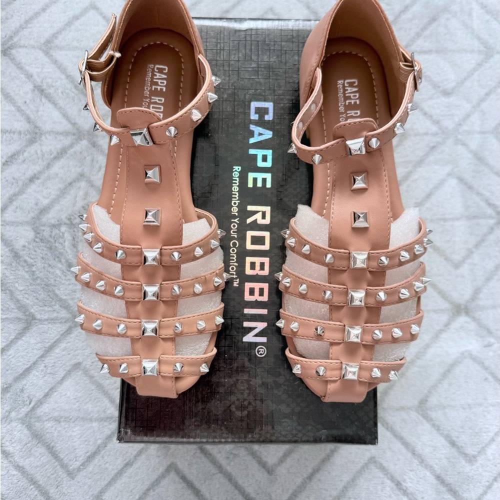 Cape Robbin Nude/Tan Gladiator Sandals with Studded Straps